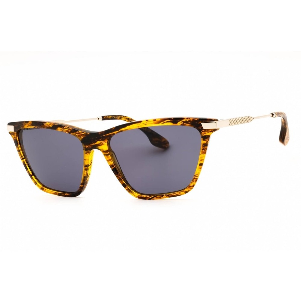 Victoria Beckham Tortoise Square Sunglasses Gold Metal Temples Made in Italy